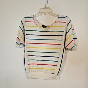 Vintage Dolman Sleeve Multi Color Stripe Shirt Large